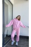 Nakış İşlemeli Üç İplik Sweat Takım- Pembe Nakış İşlemeli Üç İplik Sweat Takım- Pembe