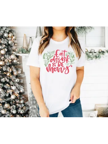 Noel İçin Özel Tasarım T-shirt - Beyaz