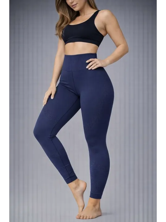 Nonofit Kadın Yüksek Bel Full Extra Toparlayıcı Likralı Ön Arka Ve Bilek Desenli Tayt - Lacivert