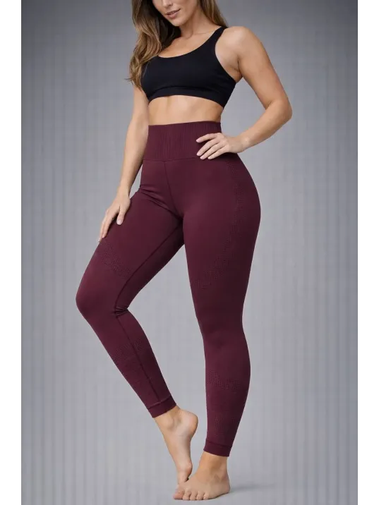 Nonofit Kadın Yüksek Bel Full Extra Toparlayıcı Likralı Ön Arka Ve Bilek Desenli Tayt - Bordo