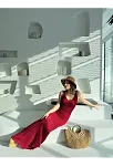 Örgülü Uzun Triko Elbise - Bordo