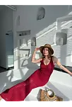 Örgülü Uzun Triko Elbise - Bordo