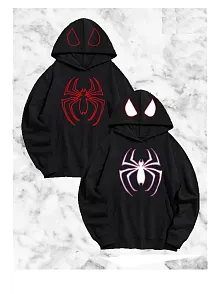 Örümcek Baskılı Sevgili Çift Kombini Kapüşonlu Sweatshirt & Hodie - Siyah