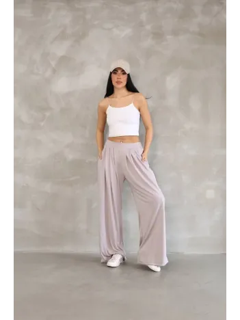 Osy Modal Yumuşak Dokulu Kadın Kumaş Boru Paça Salaş Eşofman - Bej Osy Modal Yumuşak Dokulu Kadın Kumaş Boru Paça Salaş Eşofman - Bej