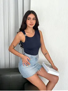 Osy Modal Yumuşak Dokulu Kumaş Bisiklet Yaka Kadın Sıfır Kol Bluz Omuz Toka Aksesuar Detaylı - Lacivert