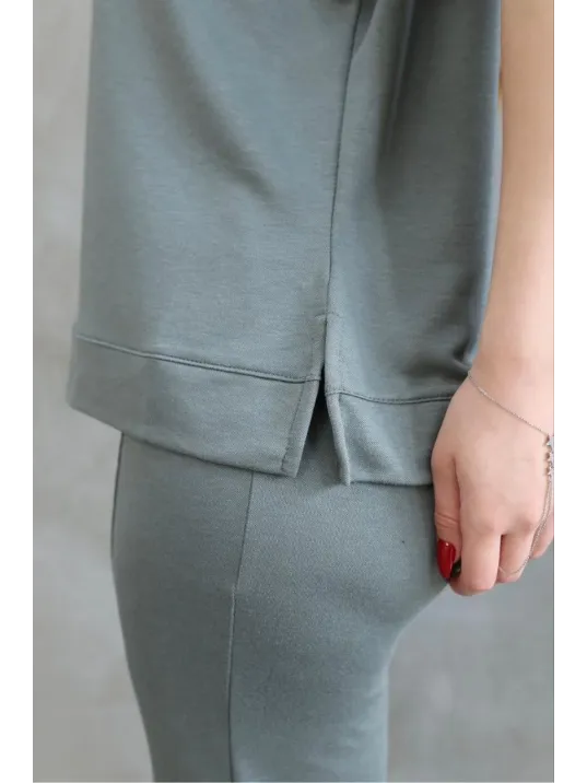 Osy Modal Yumuşak dokulu Kumaş Bisiklet Yaka Kısa Kollu Takım - Mint Yeşili Osy Modal Yumuşak dokulu Kumaş Bisiklet Yaka Kısa Kollu Takım - Mint Yeşili