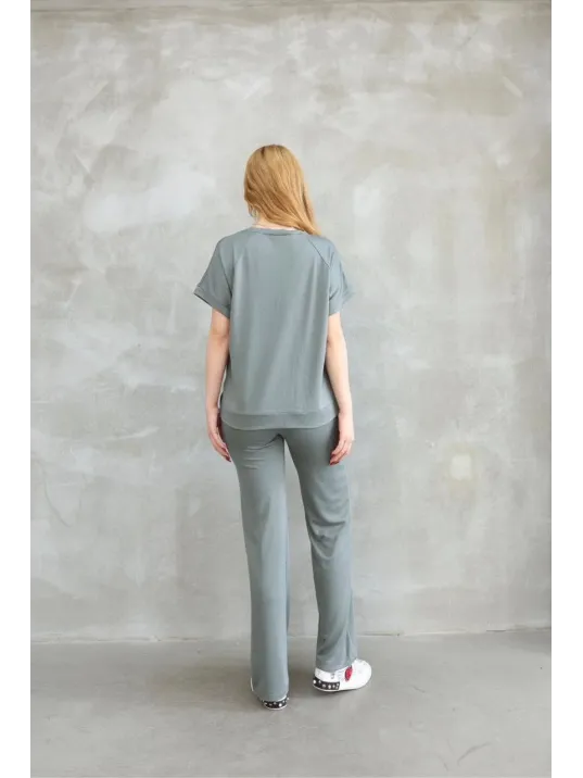 Osy Modal Yumuşak dokulu Kumaş Bisiklet Yaka Kısa Kollu Takım - Mint Yeşili Osy Modal Yumuşak dokulu Kumaş Bisiklet Yaka Kısa Kollu Takım - Mint Yeşili