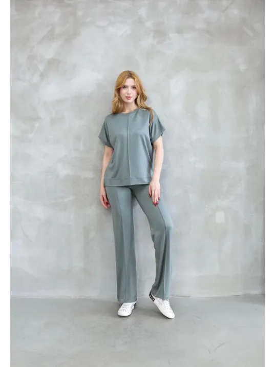 Osy Modal Yumuşak dokulu Kumaş Bisiklet Yaka Kısa Kollu Takım - Mint Yeşili Osy Modal Yumuşak dokulu Kumaş Bisiklet Yaka Kısa Kollu Takım - Mint Yeşili