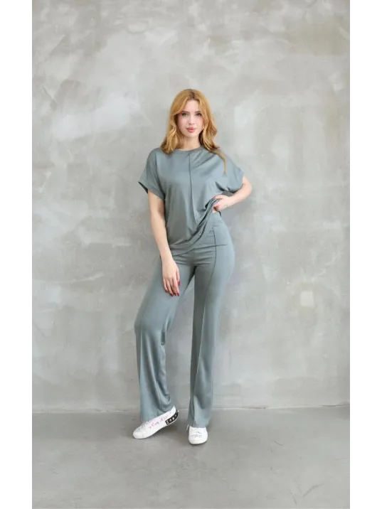 Osy Modal Yumuşak dokulu Kumaş Bisiklet Yaka Kısa Kollu Takım - Mint Yeşili Osy Modal Yumuşak dokulu Kumaş Bisiklet Yaka Kısa Kollu Takım - Mint Yeşili