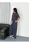 Osy Modal Yumuşak Dokulu Kumaş Bisiklet Yaka T-shirt Bol Paça Pantalon İkili Takım -antrasit