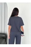 Osy Modal Yumuşak Dokulu Kumaş Bisiklet Yaka T-shirt Bol Paça Pantalon İkili Takım -antrasit