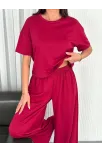 Osy Modal Yumuşak Dokulu Kumaş Bisiklet Yaka T-shirt Bol Paça Pantalon İkili Takım -bordo Osy Modal Yumuşak Dokulu Kumaş Bisiklet Yaka T-shirt Bol Paça Pantalon İkili Takım -bordo