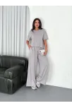 Osy Modal Yumuşak Dokulu Kumaş Bisiklet Yaka T-shirt Bol Paça Pantalon İkili Takım - Boyalı Gri Osy Modal Yumuşak Dokulu Kumaş Bisiklet Yaka T-shirt Bol Paça Pantalon İkili Takım - Boyalı Gri