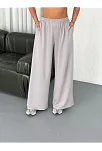 Osy Modal Yumuşak Dokulu Kumaş Bisiklet Yaka T-shirt Bol Paça Pantalon İkili Takım - Boyalı Gri