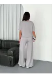 Osy Modal Yumuşak Dokulu Kumaş Bisiklet Yaka T-shirt Bol Paça Pantalon İkili Takım - Boyalı Gri Osy Modal Yumuşak Dokulu Kumaş Bisiklet Yaka T-shirt Bol Paça Pantalon İkili Takım - Boyalı Gri