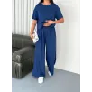 Osy Modal Yumuşak Dokulu Kumaş Bisiklet Yaka T-shirt Bol paça Pantalon ikili Takım -Saks Mavi