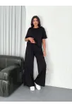Osy Modal Yumuşak Dokulu Kumaş Bisiklet Yaka T-shirt Bol Paça Pantalon İkili Takım -siyah Osy Modal Yumuşak Dokulu Kumaş Bisiklet Yaka T-shirt Bol Paça Pantalon İkili Takım -siyah