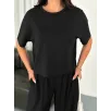 Osy Modal Yumuşak Dokulu Kumaş Bisiklet Yaka T-shirt Bol paça Pantalon ikili Takım -Siyah Osy Modal Yumuşak Dokulu Kumaş Bisiklet Yaka T-shirt Bol paça Pantalon ikili Takım -Siyah