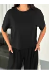 Osy Modal Yumuşak Dokulu Kumaş Bisiklet Yaka T-shirt Bol Paça Pantalon İkili Takım -siyah Osy Modal Yumuşak Dokulu Kumaş Bisiklet Yaka T-shirt Bol Paça Pantalon İkili Takım -siyah