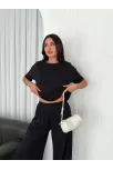 Osy Modal Yumuşak Dokulu Kumaş Bisiklet Yaka T-shirt Bol Paça Pantalon İkili Takım -siyah Osy Modal Yumuşak Dokulu Kumaş Bisiklet Yaka T-shirt Bol Paça Pantalon İkili Takım -siyah