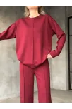 Osy Modal Yumuşak Dokulu Kumaş Bisiklet Yaka Takım- Bordo
