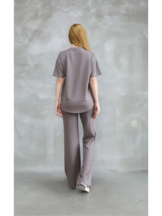 Osy Modal Yumuşak dokulu Kumaş Bisiklet Yaka Taş detaylı Kısa Kollu Takım - Vizyon Osy Modal Yumuşak dokulu Kumaş Bisiklet Yaka Taş detaylı Kısa Kollu Takım - Vizyon