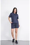 Osy Modal Yumuşak Dokulu Kumaş Kadın Bisiklet Yaka T-shirt Kısa Şort İkili Takım - Antrasit