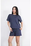 Osy Modal Yumuşak Dokulu Kumaş Kadın Bisiklet Yaka T-shirt Kısa Şort İkili Takım - Antrasit