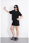 Osy Modal Yumuşak Dokulu Kumaş Kadın Bisiklet Yaka T-shirt Kısa Şort İkili Takım - Siyah