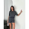 Osy Modal yumuşak dokulu Kumaş Kadın Parçalı Bisiklet Yaka T-shirt Kısa Şort İkili Takım - Antrasit Osy Modal yumuşak dokulu Kumaş Kadın Parçalı Bisiklet Yaka T-shirt Kısa Şort İkili Takım - Antrasit