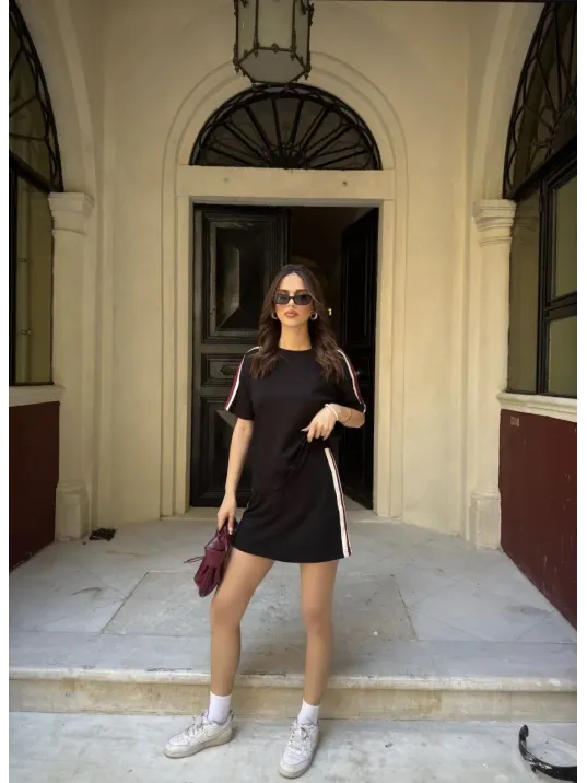 Osy Modal yumuşak dokulu Kumaş Kadın Parçalı Bisiklet Yaka T-shirt Mini Şortlu Etek İkili Takım - Siyah Osy Modal yumuşak dokulu Kumaş Kadın Parçalı Bisiklet Yaka T-shirt Mini Şortlu Etek İkili Takım - Siyah