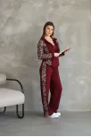 Osy Modal Yumuşak Dokulu Kumaş Kapüşonlu Leopar Desenli Fermuarlı Takım - Bordo Osy Modal Yumuşak Dokulu Kumaş Kapüşonlu Leopar Desenli Fermuarlı Takım - Bordo