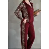 Osy Modal Yumuşak Dokulu Kumaş Kapüşonlu Leopar Desenli Fermuarlı Takım - Bordo Osy Modal Yumuşak Dokulu Kumaş Kapüşonlu Leopar Desenli Fermuarlı Takım - Bordo