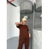 Osy Modal Yumuşak Dokulu Kumaş Kısa Kollu Bluz Rahat Pantalon ikili Takım- Kahverengi Osy Modal Yumuşak Dokulu Kumaş Kısa Kollu Bluz Rahat Pantalon ikili Takım- Kahverengi