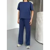 Osy Modal Yumuşak Dokulu Kumaş Kısa Kollu Bluz Rahat Pantalon ikili Takım- Lacivert Osy Modal Yumuşak Dokulu Kumaş Kısa Kollu Bluz Rahat Pantalon ikili Takım- Lacivert