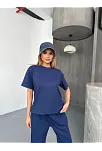 Osy Modal Yumuşak Dokulu Kumaş Kısa Kollu Bluz Rahat Pantalon İkili Takım- Lacivert