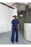 Osy Modal Yumuşak Dokulu Kumaş Kısa Kollu Bluz Rahat Pantalon İkili Takım- Lacivert Osy Modal Yumuşak Dokulu Kumaş Kısa Kollu Bluz Rahat Pantalon İkili Takım- Lacivert