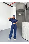 Osy Modal Yumuşak Dokulu Kumaş Kısa Kollu Bluz Rahat Pantalon İkili Takım- Lacivert
