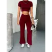 Osy Modal Yumuşak Dokulu Kumaş Kısa Kollu Crop Alt ispanyol Paça Pantalon ikili Takım - Bordo Osy Modal Yumuşak Dokulu Kumaş Kısa Kollu Crop Alt ispanyol Paça Pantalon ikili Takım - Bordo