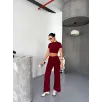 Osy Modal Yumuşak Dokulu Kumaş Kısa Kollu Crop Alt ispanyol Paça Pantalon ikili Takım - Bordo Osy Modal Yumuşak Dokulu Kumaş Kısa Kollu Crop Alt ispanyol Paça Pantalon ikili Takım - Bordo
