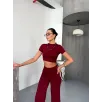 Osy Modal Yumuşak Dokulu Kumaş Kısa Kollu Crop Alt ispanyol Paça Pantalon ikili Takım - Bordo Osy Modal Yumuşak Dokulu Kumaş Kısa Kollu Crop Alt ispanyol Paça Pantalon ikili Takım - Bordo