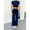 Osy Modal Yumuşak Dokulu Kumaş Kısa Kollu Crop Alt ispanyol Paça Pantalon ikili Takım - Lacivert Osy Modal Yumuşak Dokulu Kumaş Kısa Kollu Crop Alt ispanyol Paça Pantalon ikili Takım - Lacivert
