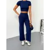 Osy Modal Yumuşak Dokulu Kumaş Kısa Kollu Crop Alt ispanyol Paça Pantalon ikili Takım - Lacivert Osy Modal Yumuşak Dokulu Kumaş Kısa Kollu Crop Alt ispanyol Paça Pantalon ikili Takım - Lacivert
