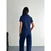 Osy Modal Yumuşak Dokulu Kumaş Kısa Kollu Yakalı T-shirt Pantalon ikili Takım- Lacivert