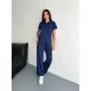 Osy Modal Yumuşak Dokulu Kumaş Kısa Kollu Yakalı T-shirt Pantalon ikili Takım- Lacivert