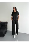 Osy Modal Yumuşak Dokulu Kumaş Kısa Kollu Yakalı T-shirt Pantalon İkili Takım- Siyah Osy Modal Yumuşak Dokulu Kumaş Kısa Kollu Yakalı T-shirt Pantalon İkili Takım- Siyah