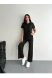 Osy Modal Yumuşak Dokulu Kumaş Kısa Kollu Yakalı T-shirt Pantalon İkili Takım- Siyah Osy Modal Yumuşak Dokulu Kumaş Kısa Kollu Yakalı T-shirt Pantalon İkili Takım- Siyah