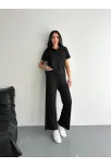 Osy Modal Yumuşak Dokulu Kumaş Kısa Kollu Yakalı T-shirt Pantalon İkili Takım- Siyah Osy Modal Yumuşak Dokulu Kumaş Kısa Kollu Yakalı T-shirt Pantalon İkili Takım- Siyah