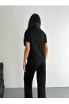 Osy Modal Yumuşak Dokulu Kumaş Kısa Kollu Yakalı T-shirt Pantalon İkili Takım- Siyah Osy Modal Yumuşak Dokulu Kumaş Kısa Kollu Yakalı T-shirt Pantalon İkili Takım- Siyah