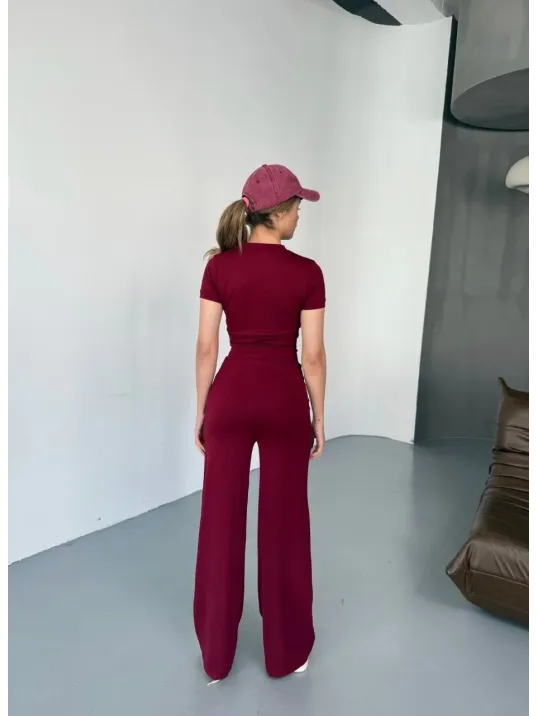 Osy Modal Yumuşak Dokulu Kumaş Nakış işlemeli Rahat Bol Paça Eşofman Pantalon - Bordo Osy Modal Yumuşak Dokulu Kumaş Nakış işlemeli Rahat Bol Paça Eşofman Pantalon - Bordo